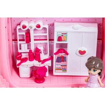 Domek Dla Lalek Toaletka W Walizce Plecak Zestaw 3w1 + Akcesoria