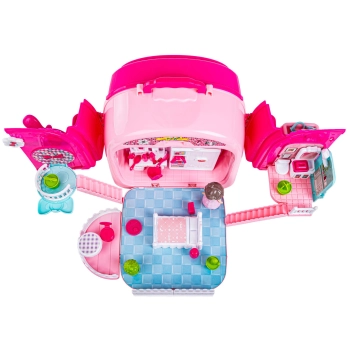 Domek Dla Lalek Toaletka W Walizce Plecak Zestaw 3w1 + Akcesoria