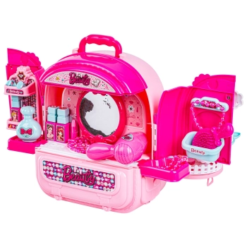 Domek Dla Lalek Toaletka W Walizce Plecak Zestaw 3w1 + Akcesoria
