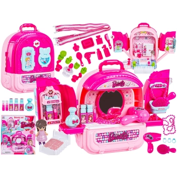 Domek Dla Lalek Toaletka W Walizce Plecak Zestaw 3w1 + Akcesoria