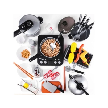 SREBRNY Zestaw Kuchenny Do Gotowania, Garnek, Czajnik, Patelnia, Akcesoria