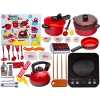 CZERWONY Zestaw Kuchenny Do Gotowania, Garnek, Czajnik, Patelnia, Akcesoria