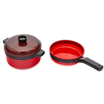 CZERWONY Zestaw Kuchenny Do Gotowania, Garnek, Czajnik, Patelnia, Akcesoria