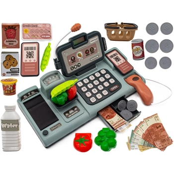 Edukacyjna sklepowa kasa fiskalna - mikrofon, waga, koszyk, akcesoria Przecena 3