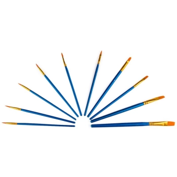 Zestaw Pędzelków, Pędzle, Pędzel, Akcesoria Do Malowania, 10 Sztuk - Niebieskie