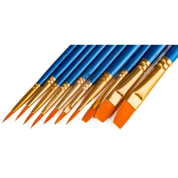 Zestaw Pędzelków, Pędzle, Pędzel, Akcesoria Do Malowania, 10 Sztuk - Niebieskie