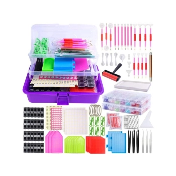 Haft Diamentowy Akcesoria Do Diamond Painting OGROMNY ZESTAW Kuferek 574 Elementy