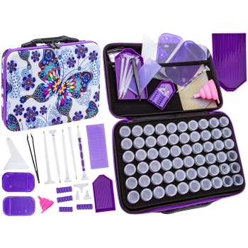 Akcesoria Haft Diamentowy, KOLOROWE ETUI + 60 Pojemników + Akcesoria Zestaw Do Diamond Painting