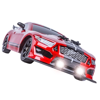 DUŻY Samochód Do Driftu Auto RC Drift 1:16 2,4 GHz PARA DYM Mustang 4WD Czerwony LED