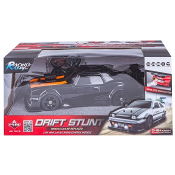 DUŻY Samochód Do Driftu Auto RC Drift 1:16 2,4 GHz PARA DYM Czarny Dodge 4WD LED