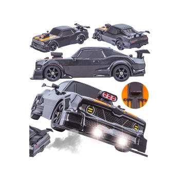 DUŻY Samochód Do Driftu Auto RC Drift 1:16 2,4 GHz PARA DYM Czarny Dodge 4WD LED