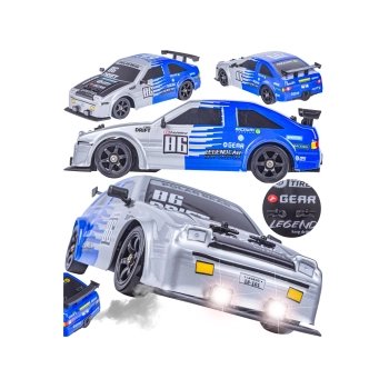 DUŻY Samochód Do Driftu Auto RC Drift 1:16 2,4 GHz PARA DYM Srebrna Toyota 4WD LED