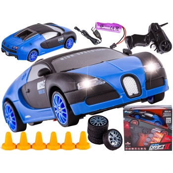 Samochód Do Driftu, Auto RC Drift 1:24 2,4 GHz 4WD CZARNO-NIEBIESKIE BUGATTI