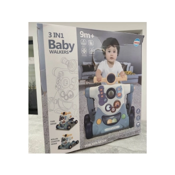 Chodzik Edukacyjny 3w1 Pchacz Hulajnoga Jeździk Niebieski Przecena 1