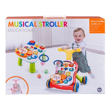 Chodzik Edukacyjny, Muzyczny Pchacz, Stolik BIAŁO-BŁĘKITNY