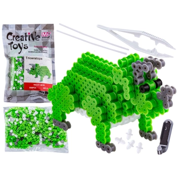 Koraliki do prasowania Wersja 3D, TRICERATOPS, DINOZAUR, Saszetka, Prasowanka