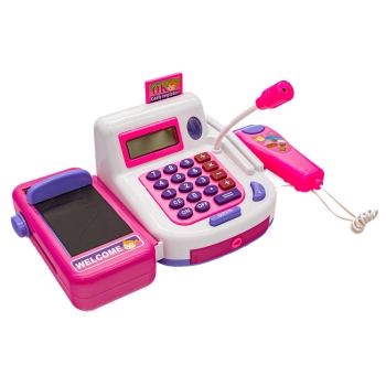Edukacyjna kasa sklepowa- kalkulator, mikrofon, akcesoria