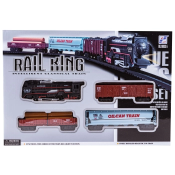 Kolejka rail king Parowóz + 3 Wagony