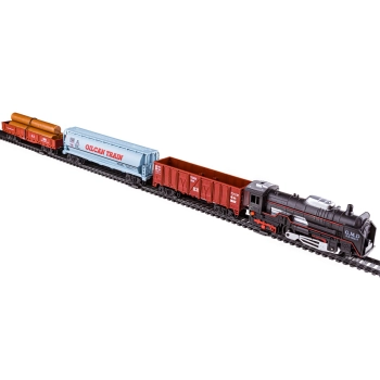 Kolejka rail king Parowóz + 3 Wagony