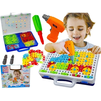 Edukacyjna Układanka,Puzzle,Klocki Kreatywna Mozaika, Wkrętarka 151 El Zestaw Konstrukcyjny
