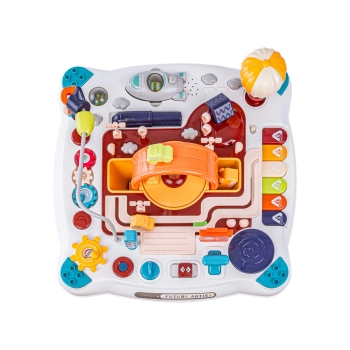 Edukacyjny Interaktywny Stolik Dla Dzieci 2w1 POJAZDY Pianinko Rakieta Akcesoria Niebieski