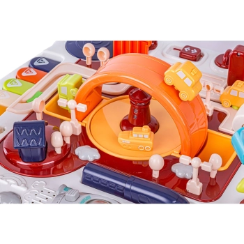 Edukacyjny Interaktywny Stolik Dla Dzieci 2w1 POJAZDY Pianinko Rakieta Akcesoria Czerwony