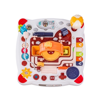 Edukacyjny Interaktywny Stolik Dla Dzieci 2w1 POJAZDY Pianinko Rakieta Akcesoria Czerwony