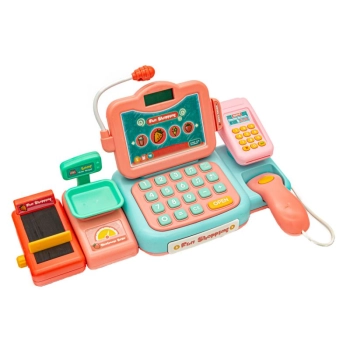 Edukacyjna sklepowa kasa fiskalna - mikrofon, waga, czytnik, akcesoria