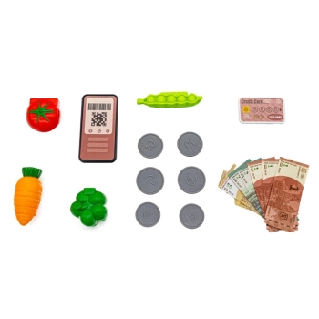 Edukacyjna sklepowa kasa fiskalna - mikrofon, waga, koszyk, akcesoria