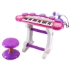 Różowe Organki Keyboard - Stolik, Krzesełko, Mikrofon