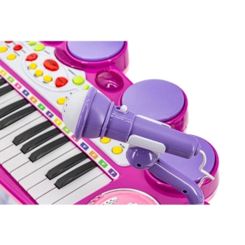 Różowe Organki Keyboard - Stolik, Krzesełko, Mikrofon