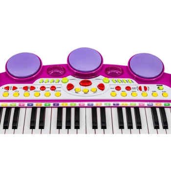 Różowe Organki Keyboard - Stolik, Krzesełko, Mikrofon