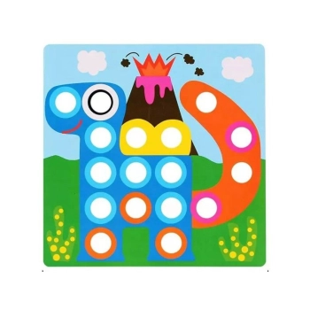 Edukacyjna Guzikowa Układanka, Puzzle, Mozaika, Plansze + Kolorowe Guziczki Klocki