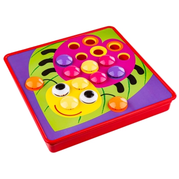 Edukacyjna Guzikowa Układanka, Puzzle, Mozaika, Plansze + Kolorowe Guziczki Klocki