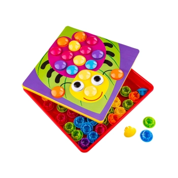 Edukacyjna Guzikowa Układanka, Puzzle, Mozaika, Plansze + Kolorowe Guziczki Klocki