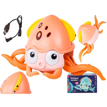 Uciekająca Pełzająca Ośmiornica, Interaktywna Zabawka, Świeci, Gra melodie Robot POMARAŃCZOWA