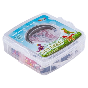 Koraliki Do Prasowania Szablony Dinozaury, Zestaw 2000 Elementów, Prasowanka, Kuferek