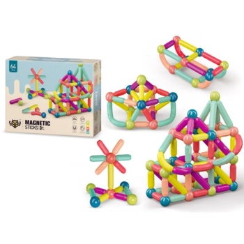 Klocki MAGNETYCZNE Konstrukcyjne 64 Elementy