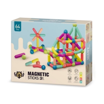 Klocki MAGNETYCZNE Konstrukcyjne 64 Elementy