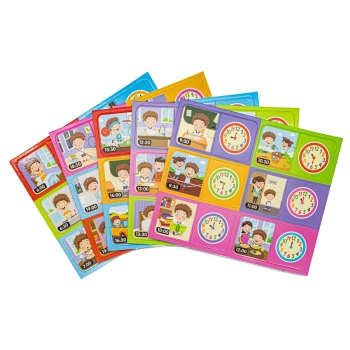 Zegar Do Nauki Godzin + 30 Kart Puzzle Edukacyjna Gra Nauka Godzin