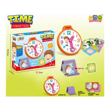 Zegar Do Nauki Godzin + 30 Kart Puzzle Edukacyjna Gra Nauka Godzin
