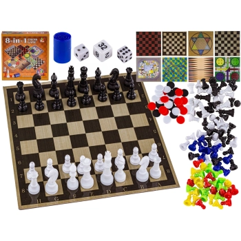 8w1 Gra Szachy Warcaby Chińczyk Zestaw Gier Planszowych