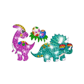Haft Diamentowy Mozaika Diamentowa Naklejki DINOZAURY Zestaw 18 Naklejek