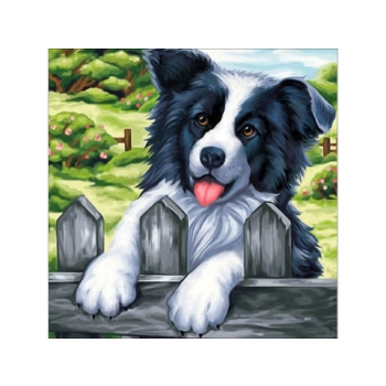 Haft Diamentowy, Obraz, Mozaika Diamentowa Diamond Painting, PIES NA PŁOCIE 30x30cm