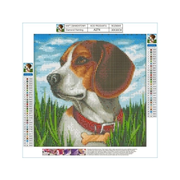 Haft Diamentowy, Obraz, Mozaika Diamentowa Diamond Painting, PIES BEAGLE 30x30cm