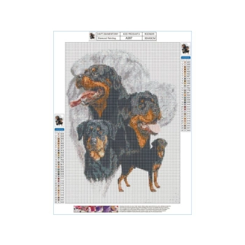 Haft Diamentowy, Obraz, Mozaika Diamentowa Diamond Painting, PIES - ROTTWEILER 30x40cm