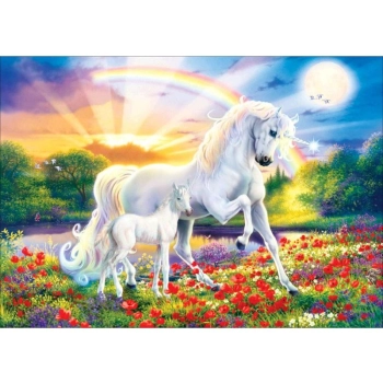 Haft Diamentowy, Obraz, Mozaika Diamentowa Diamond Painting, DWA JEDNOROŻCE 40x30cm