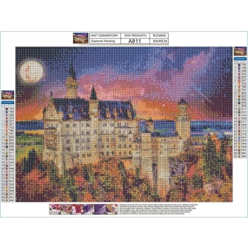 Haft Diamentowy, Obraz, Mozaika Diamentowa Diamond Painting, PIĘKNY ZAMEK 40x30cm