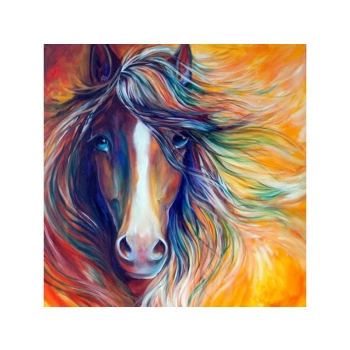 DUŻY Haft Diamentowy, Obraz, Mozaika Diamentowa Diamond Painting, ABSTRAKCYJNY KOŃ 40x40cm