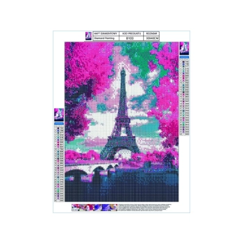 Haft Diamentowy, Obraz, Mozaika Diamentowa Diamond Painting, WIEŻA EIFFLA 30x40cm